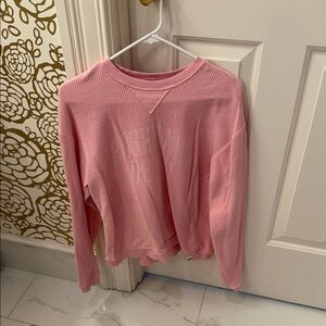 Pink Ribbed Rosemary Beach Long Sleeve Top